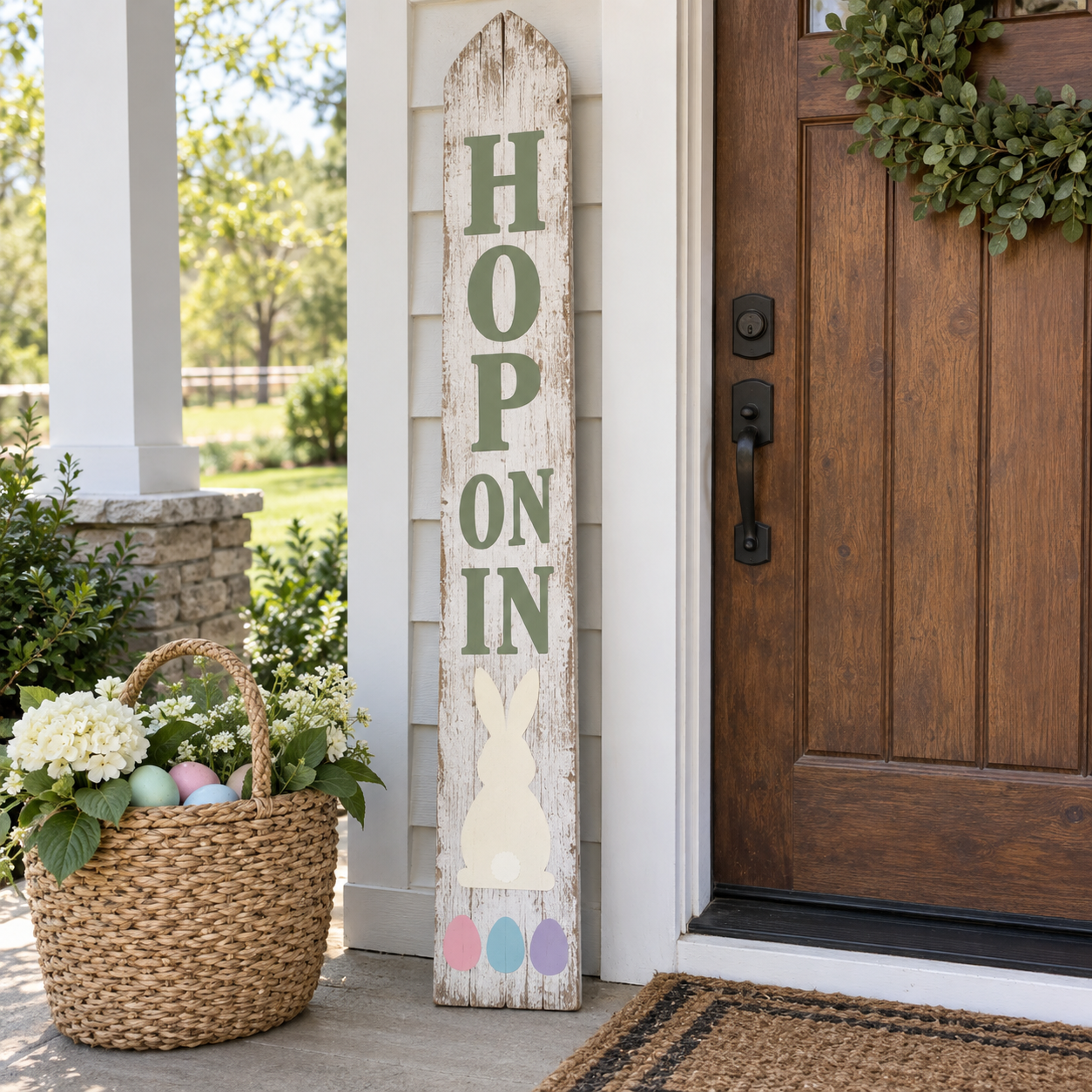 Easter reclaimed fence-picket sign