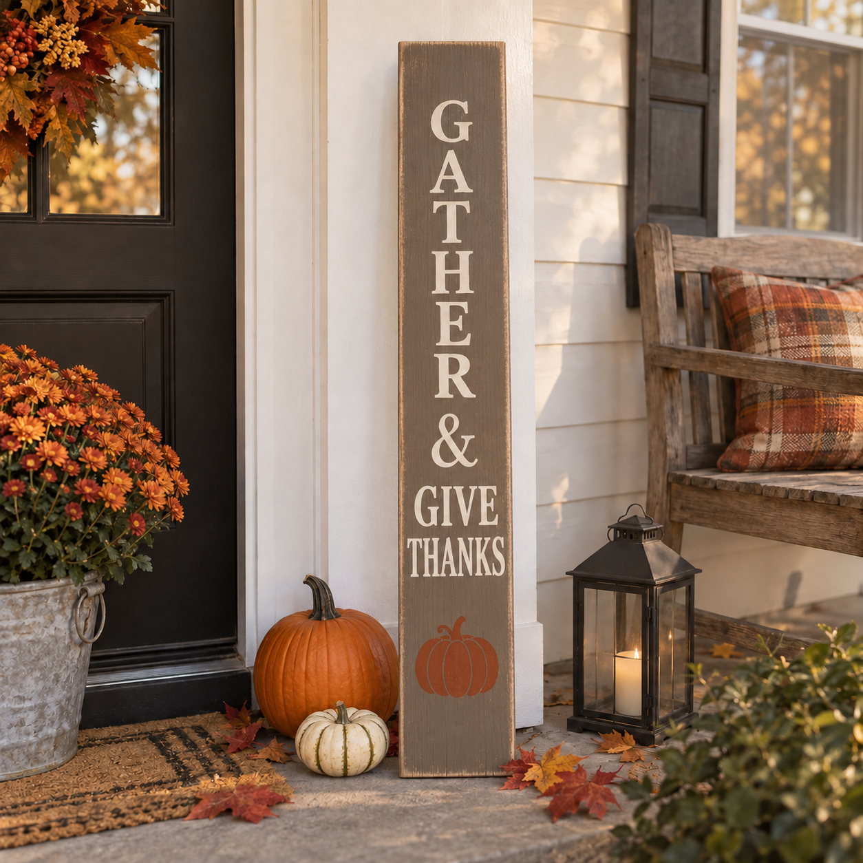 Thanksgiving reclaimed fence-picket sign