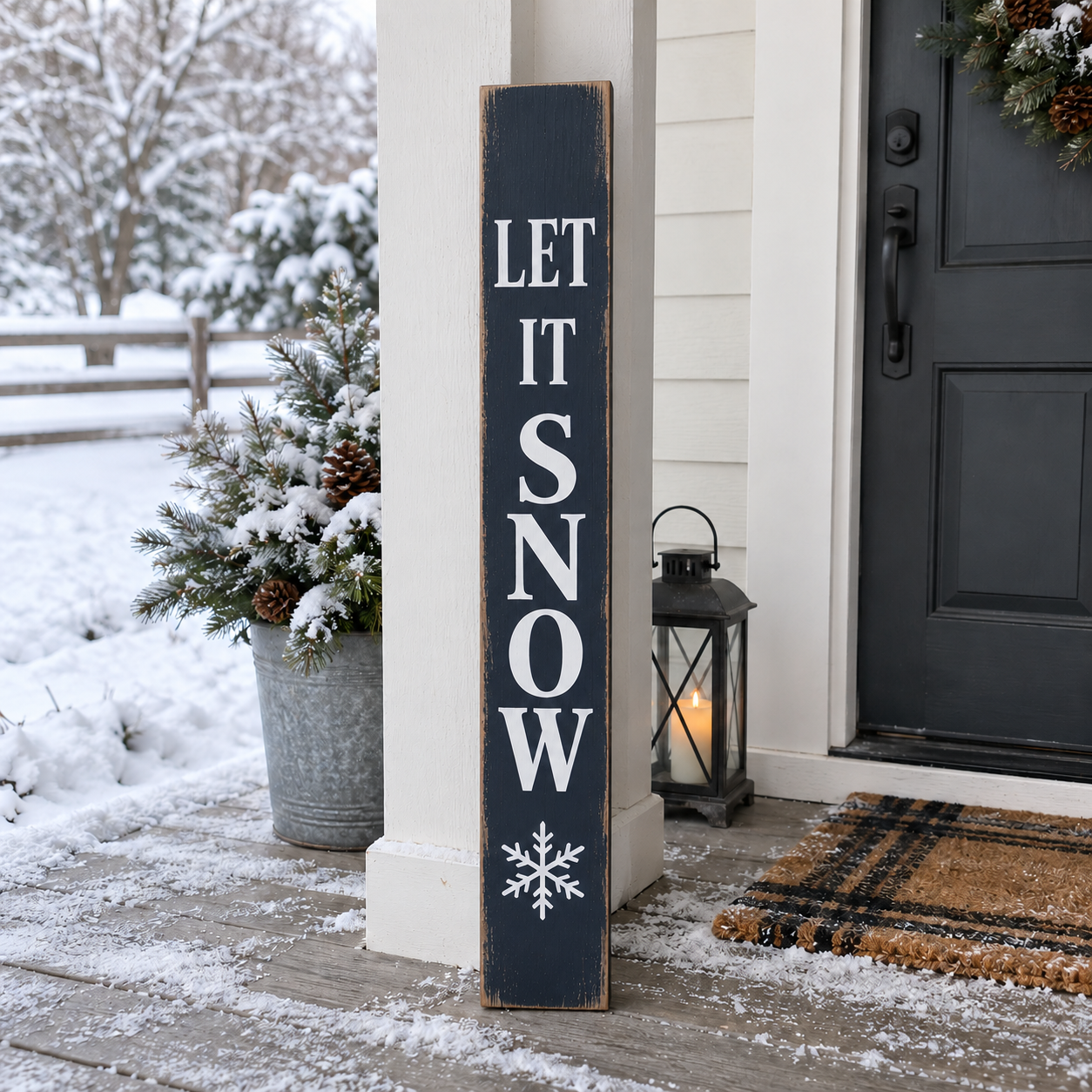 Winter farmhouse porch sign