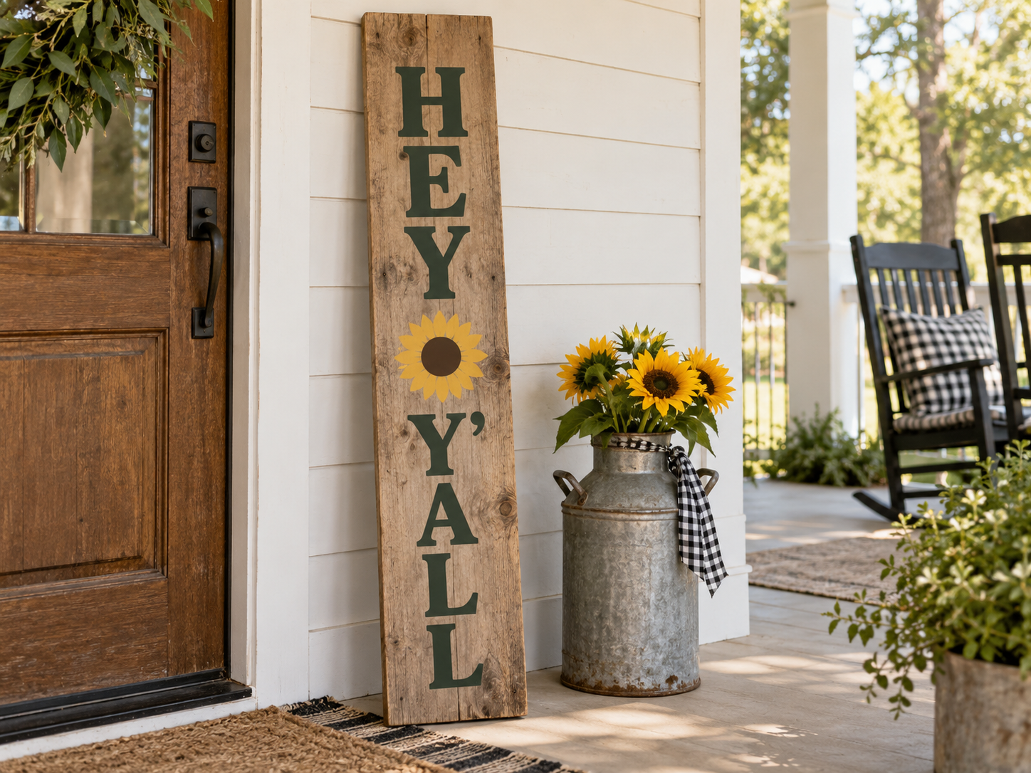 Realistic farmhouse porch sign made with vinyl